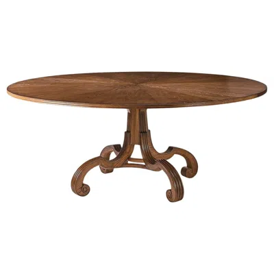 Pre-owned Jonathan Charles English Georgian Round Oak Pedestal Dining Table In Brown