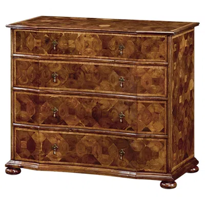 Pre-owned Jonathan Charles English Oyster Veneer Chest Of Drawers – William And Mary Style In Brown