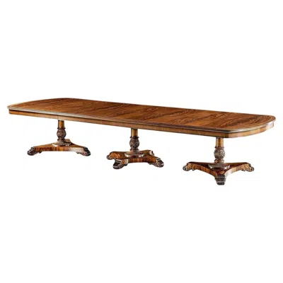 Pre-owned Jonathan Charles English Regency Walnut Triple Pedestal Extending Dining Table In Brown