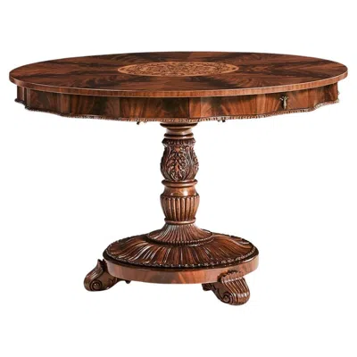 Pre-owned Jonathan Charles Finely Inlaid Mahogany Center Table In Brown