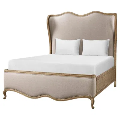 Pre-owned Jonathan Charles French Provincial Upholstered Oak Bed - Queen In Brown