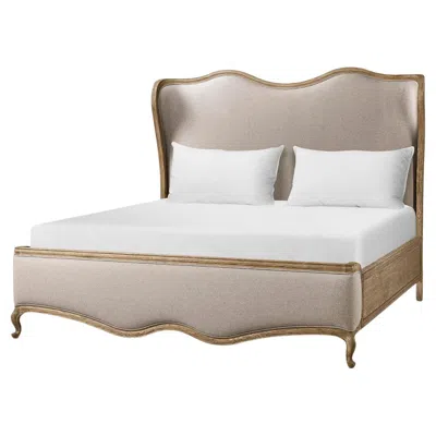 Pre-owned Jonathan Charles French Provincial Upholstered Oak Bed - Us King In Brown
