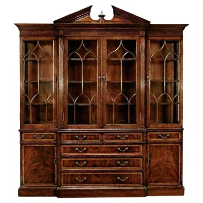 Pre-owned Jonathan Charles George Ii Mahogany Breakfront Bookcase In Brown