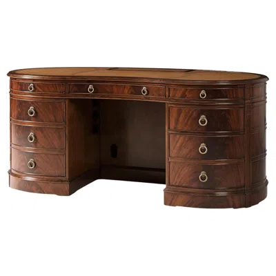Pre-owned Jonathan Charles Georgian Kidney-shaped Executive Desk In Brown