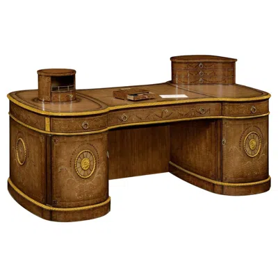 Pre-owned Jonathan Charles Georgian Leather Top Pedestal Desk – Adam Style In Brown