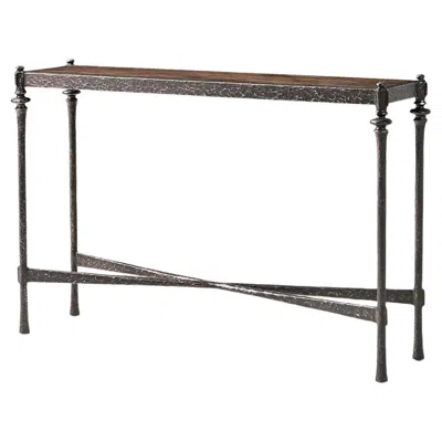 Pre-owned Jonathan Charles Modern Rustic Hammered Iron Console Table In Brown