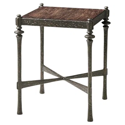 Pre-owned Jonathan Charles Modern Rustic Hammered Iron Side Table In Brown