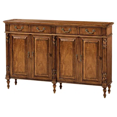 Pre-owned Jonathan Charles Narrow Walnut Sideboard In Brown