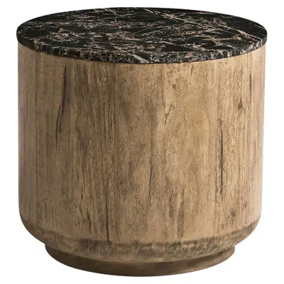 Pre-owned Jonathan Charles Organic Modern Wood And Stone Accent Table In Brown