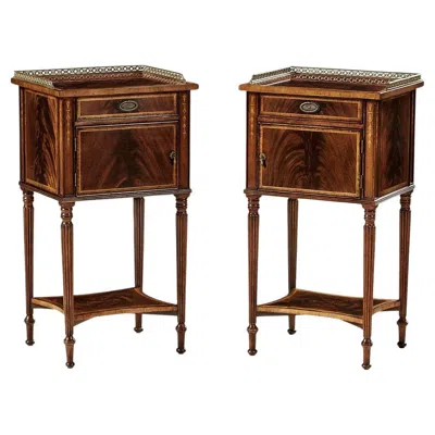 Pre-owned Jonathan Charles Pair Of Mahogany Bedside Cabinets In Brown