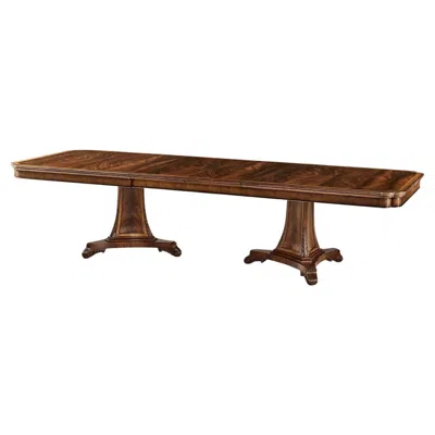 Pre-owned Jonathan Charles Regency Mahogany Double Pedestal Extending Dining Table In Brown