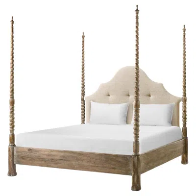 Pre-owned Jonathan Charles Rustic Farmhouse Barley Twist Poster Bed - Cal King In Brown