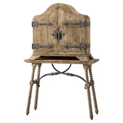 Pre-owned Jonathan Charles Rustic Farmhouse Cabinet On Stand In Brown