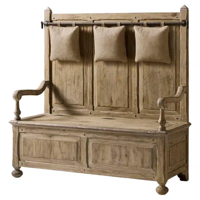 Pre-owned Jonathan Charles Rustic Farmhouse Hall Bench With Storage In Brown