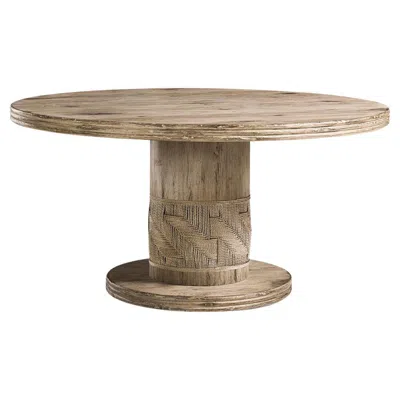 Pre-owned Jonathan Charles Rustic Modern Round Pedestal Dining Table In Brown