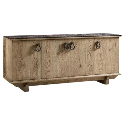 Pre-owned Jonathan Charles Rustic Oak And Marble Buffet In Brown