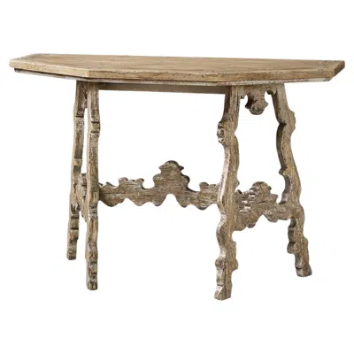 Pre-owned Jonathan Charles Rustic Oak Spanish-style Console Table In Brown