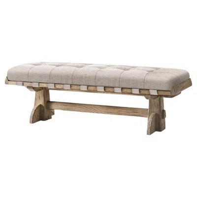 Pre-owned Jonathan Charles Rustic Trestle Style Solid Wood Bench In Brown