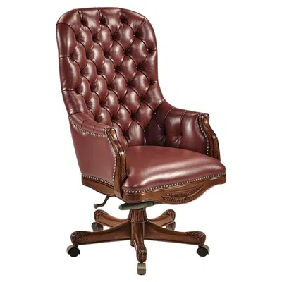 Pre-owned Jonathan Charles Tufted Red Leather Swivel Office Chair