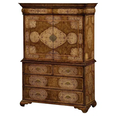 Pre-owned Jonathan Charles William & Mary Marquetry Cabinet On Chest In Brown