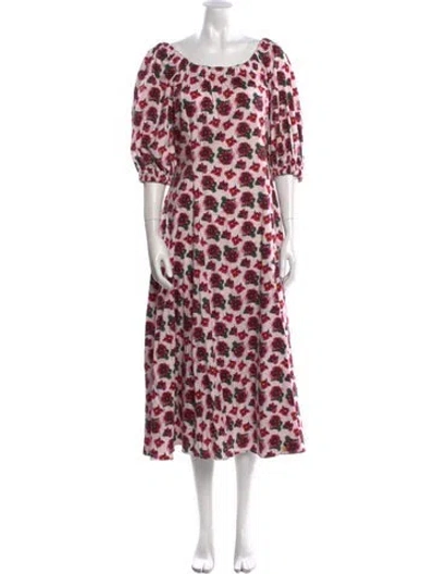 Pre-owned Jonathan Cohen Animal Print Long Dress In Red