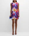 Jonathan Cohen Blur-print Silk Sleeveless Mini Shift Dress In Multi