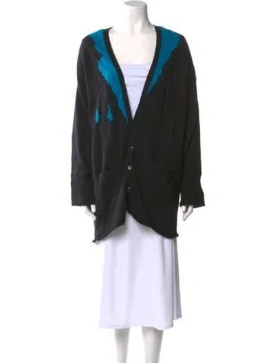 Pre-owned Jonathan Cohen Cashmere Colorblock Pattern Sweater In Black