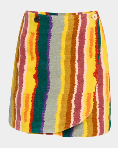 Jonathan Cohen Chromo Striped Mini Wrap Skirt In Multi