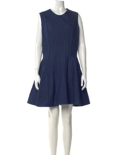 Pre-owned Jonathan Cohen Crew Neck Mini Dress W/ Tags In Blue