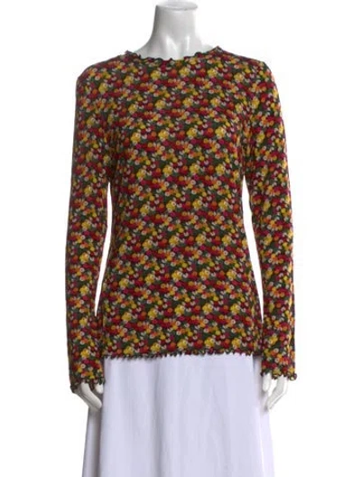 Pre-owned Jonathan Cohen Floral Print Bateau Neckline Blouse In Yellow