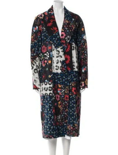 Pre-owned Jonathan Cohen Floral Print Coat In Black