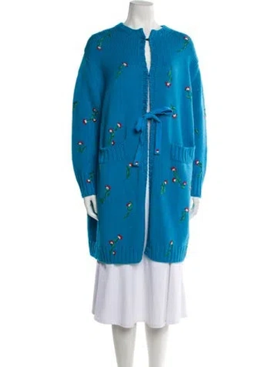 Pre-owned Jonathan Cohen Floral Print Crew Neck Sweater In Blue