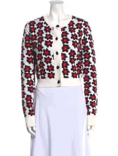 Pre-owned Jonathan Cohen Floral Print Crew Neck Sweater In Red