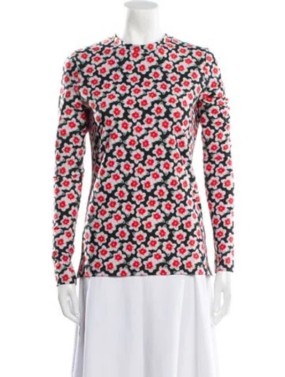 Pre-owned Jonathan Cohen Floral Print Crew Neck Top W/ Tags In Black