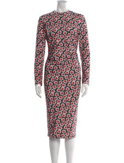 Pre-owned Jonathan Cohen Floral Print Knee-length Dress In Black