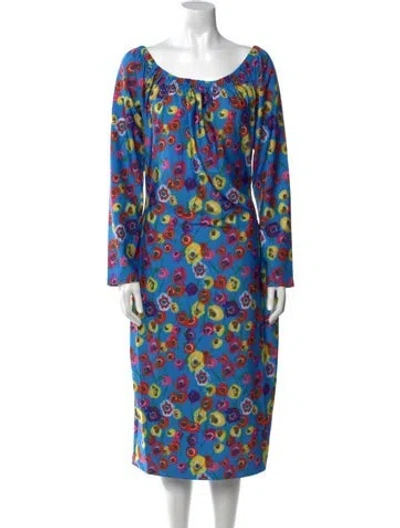 Pre-owned Jonathan Cohen Floral Print Knee-length Dress W/ Tags In Blue