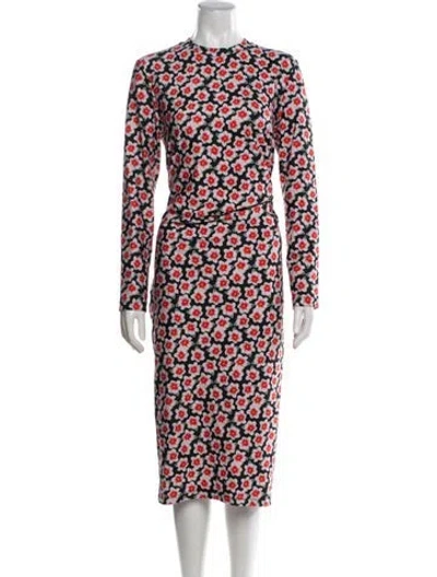 Pre-owned Jonathan Cohen Floral Print Knee-length Dress In White