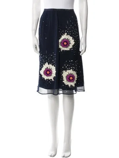 Pre-owned Jonathan Cohen Floral Print Knee-length Skirt In Blue