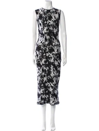 Pre-owned Jonathan Cohen Floral Print Long Dress In Black