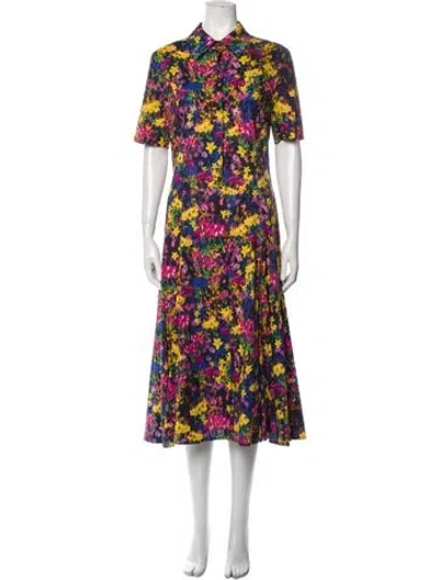Pre-owned Jonathan Cohen Floral Print Long Dress In Black