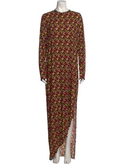 Pre-owned Jonathan Cohen Floral Print Long Dress In Black