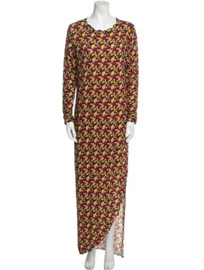 Pre-owned Jonathan Cohen Floral Print Long Dress In Black