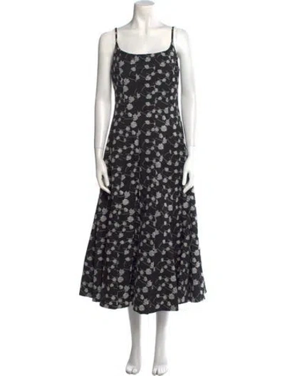 Pre-owned Jonathan Cohen Floral Print Long Dress In Black