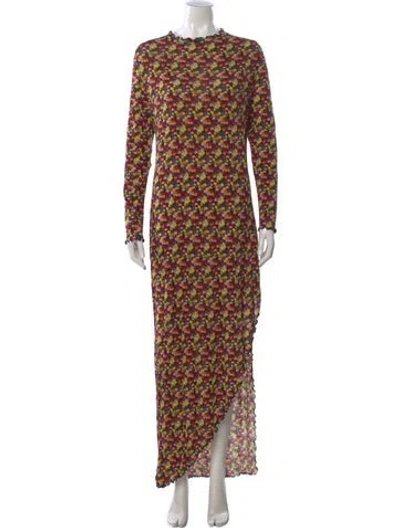 Pre-owned Jonathan Cohen Floral Print Long Dress In Black