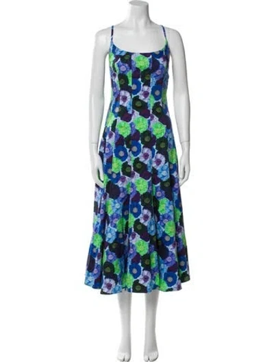 Pre-owned Jonathan Cohen Floral Print Long Dress In Blue