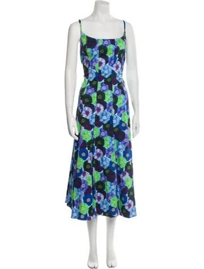 Pre-owned Jonathan Cohen Floral Print Long Dress In Blue