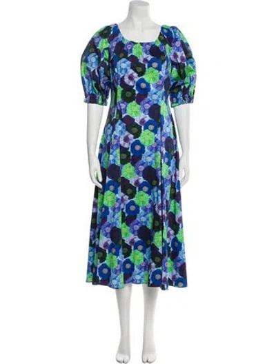 Pre-owned Jonathan Cohen Floral Print Long Dress In Blue