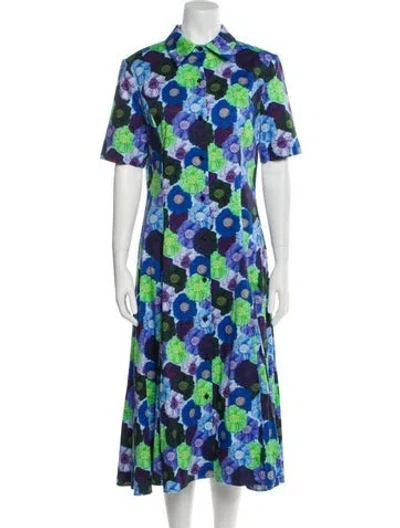 Pre-owned Jonathan Cohen Floral Print Long Dress In Blue