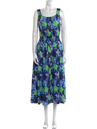 Pre-owned Jonathan Cohen Floral Print Long Dress In Blue