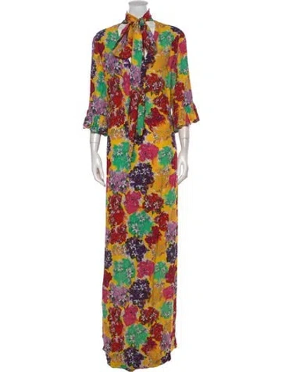 Pre-owned Jonathan Cohen Floral Print Long Dress In Multi